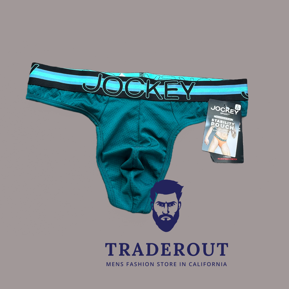 Jockey mens Lagoon blue sport mesh pouch thong underwear size M L