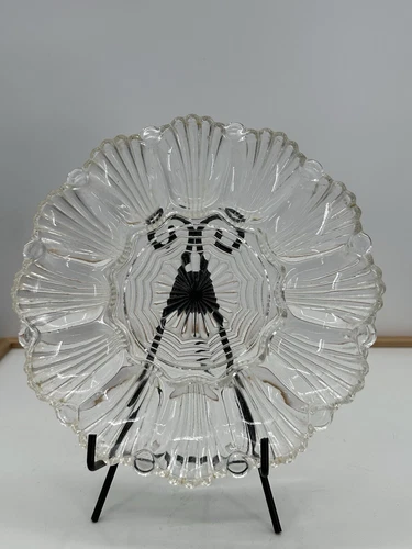 VINTAGE ANCHOR HOCKING CLEAR GLASS DEVILED EGG PLATE