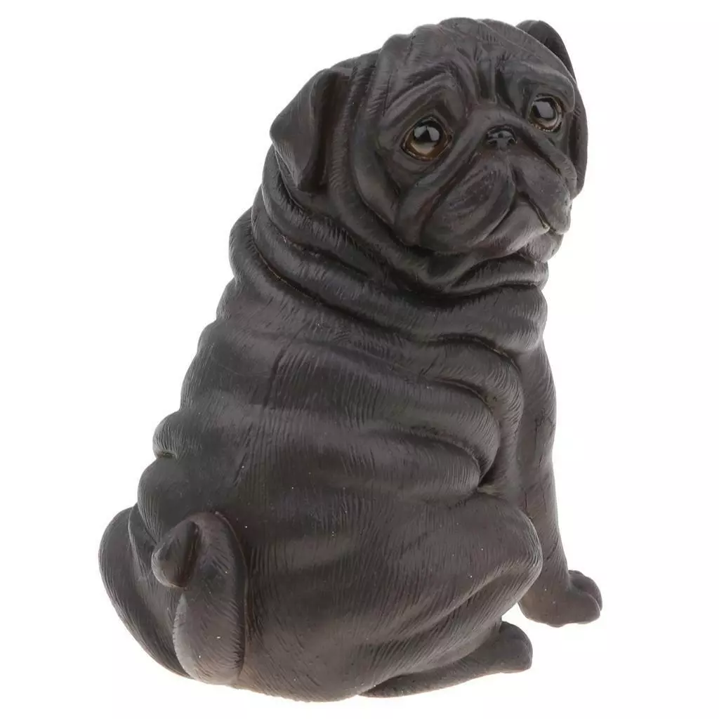 Cute Black Pug Dog Animal Model Figure Kids Educational Toy Gift