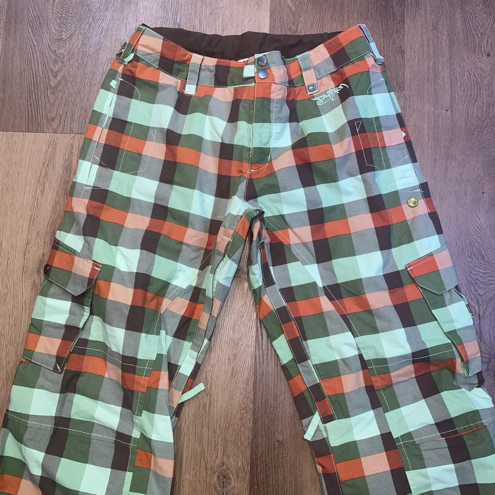 burton snowboard stow cargo dryride ski snow suit shell plaid pants