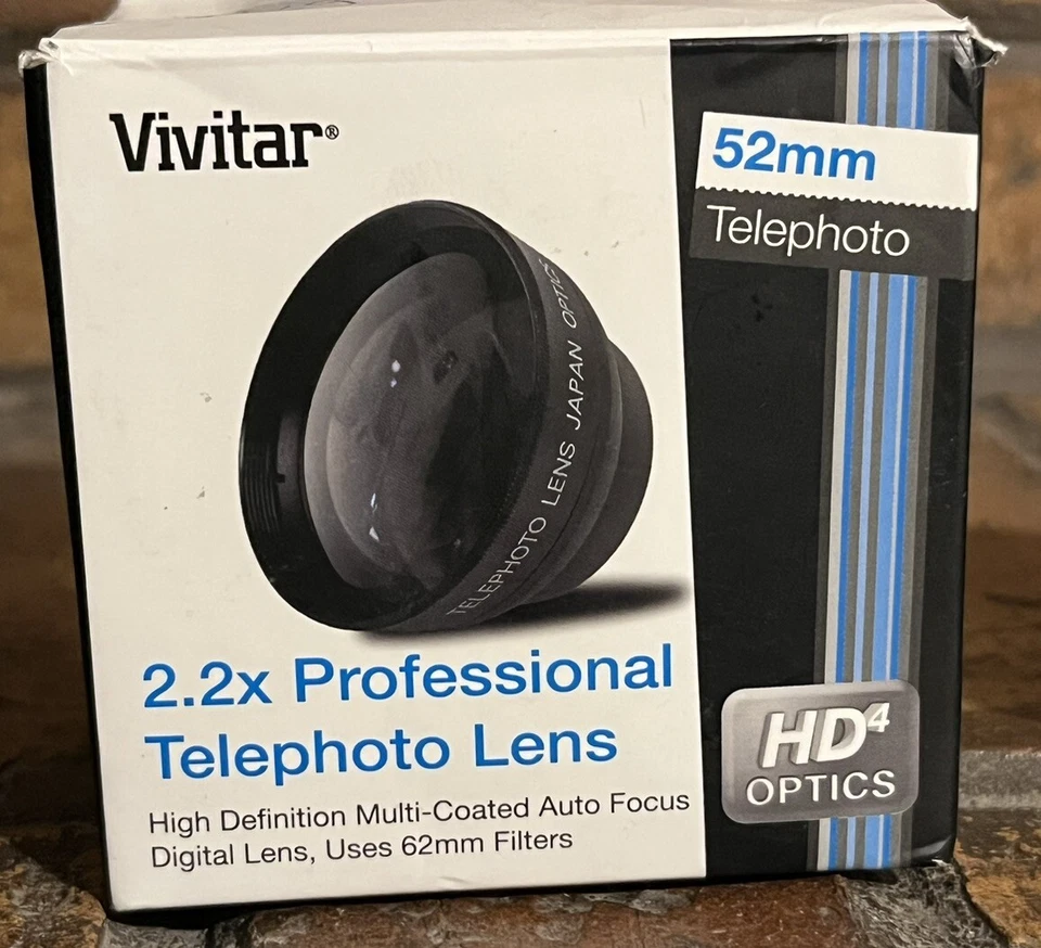 Vivitar 2.2X Professional 52mm Telephoto Lens VIV52T HD4 Optics ✅ Open Box - Image 2 of 4