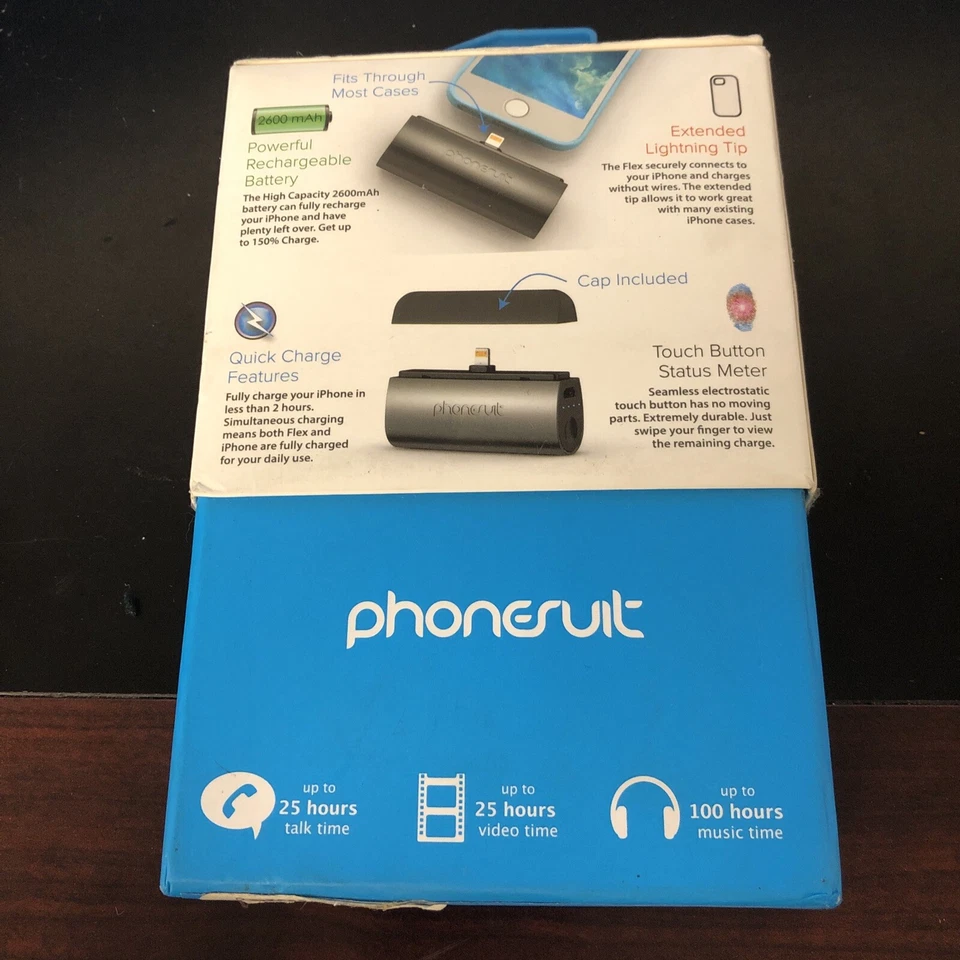 Cargador de bolsillo Phonesuit Flex XT para dispositivos iOS iPhone azul Foto 2 de 4