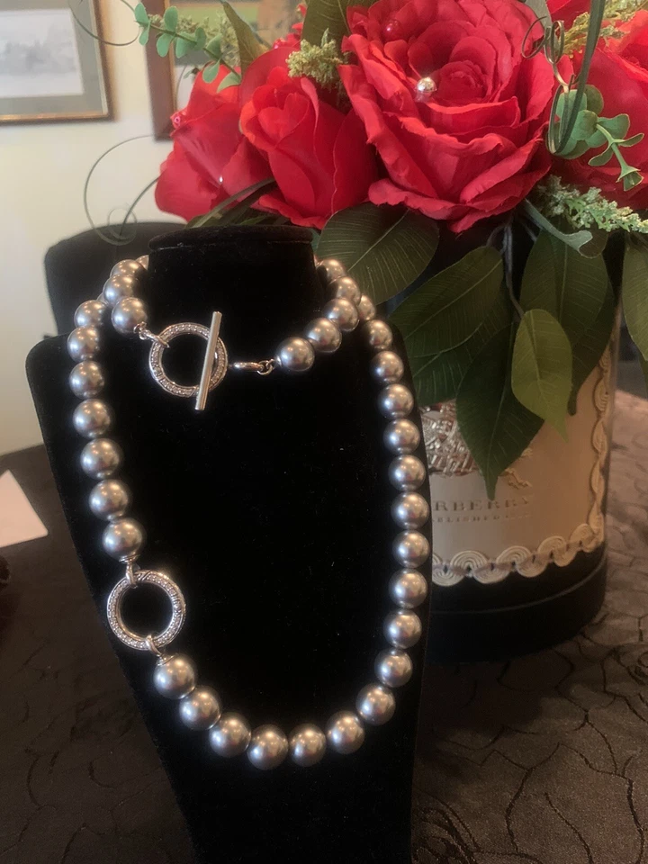 TI SENTO MILANO PERLENKETTE SWAROVSKI VERSCHLUSS 925er SILBER PLATINIERT COLLIER - Bild 3 von 4