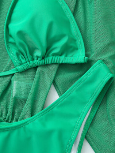 Costume da bagno bikini donna sexy triangolo push up con copertura costume da bagno in rete arricciata - Foto 20 di 30