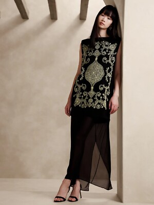 banana republic embroidered dress Embroidered Linen Peasant Dress main image 1