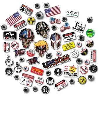 DECALS BY HALEY 62 3M Funny Hard Hat Helmet Sticker Decal Construction Union Trump Skull Toolbox