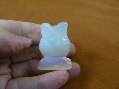 (Y-BIR-OW-574) little white Opalite OWL BIRD gemstone STONE figurine OWLS Owlet