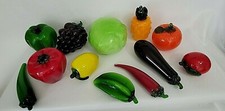Vintage Lot of 12 Murano Style Handblown Art Glass Fruits  Vegetables Realistic