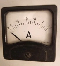 NOS - 1930s / 40s 2.5" Ammeter, 0 - 1.2 Amps, English Electric - TV Prop Etc
