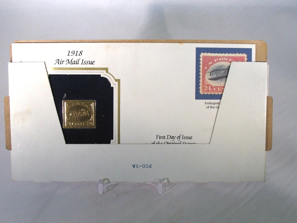 22KT Gold US Stamp Replica 1918 Air Mail Inverted Jenny FDI FDC May 13, 1918 - Image 4 of 4