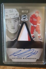 2018-19 UD THE CUP MICHAEL RASMUSSEN ROOKIE TRI-LATERALS AUTO PATCH SSP 5/13🔥