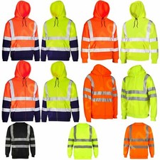 HI VIS VIZ HOODED SWEATSHIRT HIGH VISIBILITY REFLECTIVE WORKWEAR FLEECE JACKET