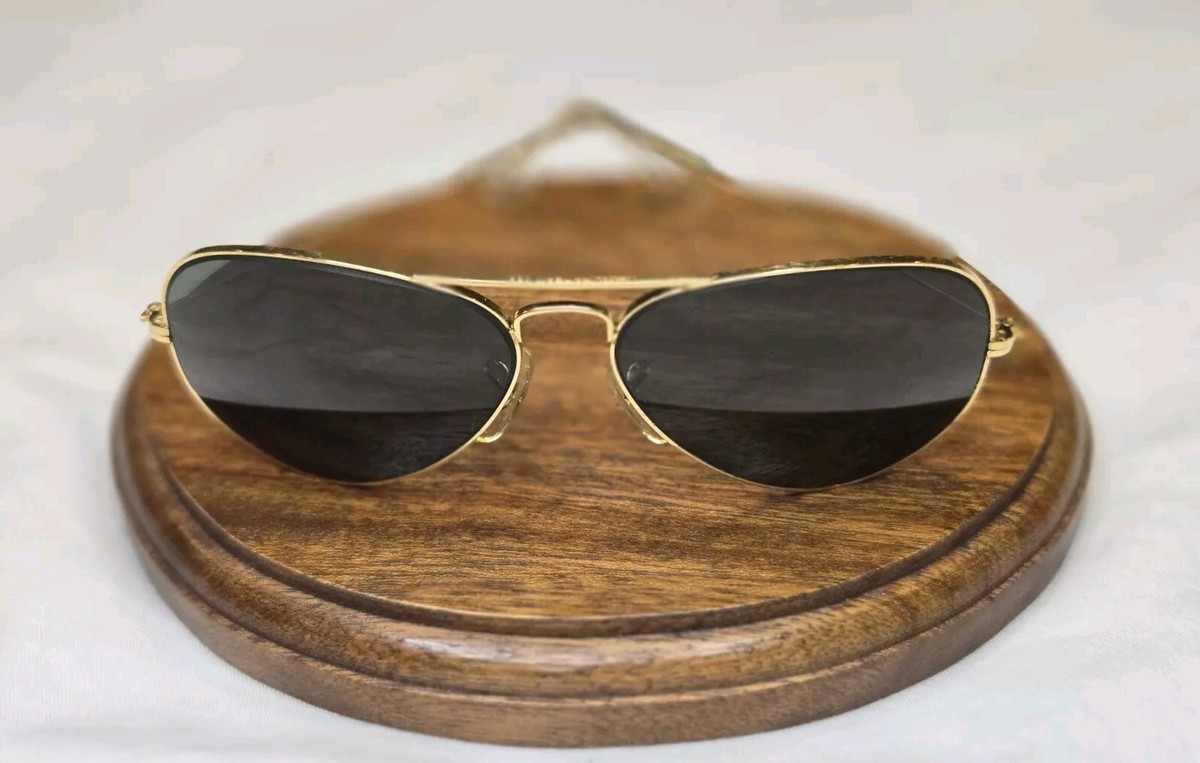 😎 Vintage B&L Ray Ban Sunglasses - Gold Aviator 5814 Super Clean