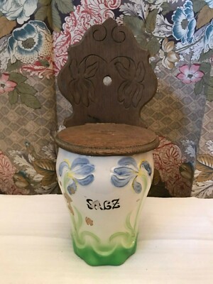 Salz Vorratsdose Wandmontage Shabby Chic schönes Teil Jugendstil Omas Küche