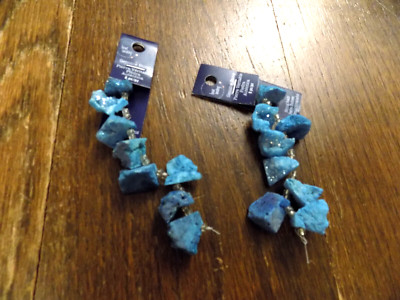 Lot Bead Landing GENUINE STONE BEADS 8pc x 2 PIERRE VERITABLE Blue sparkle Boho