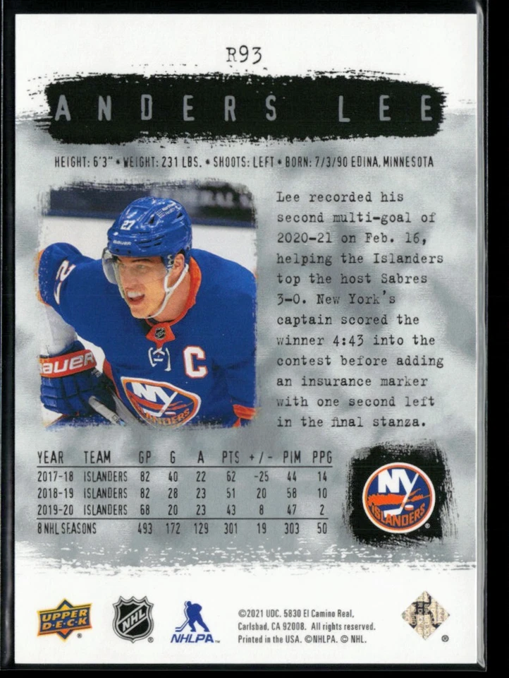 2020-21 SP Authentic 2000-01 Retro Anders Lee #R93 - Image 2 of 2