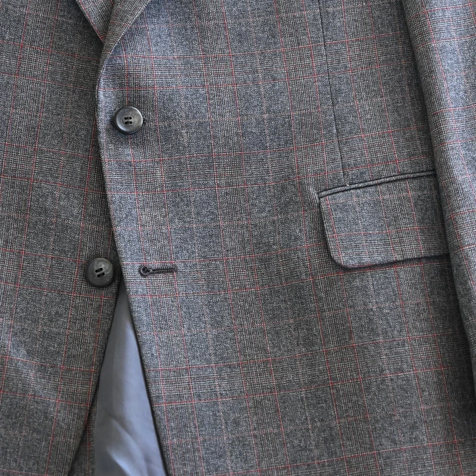 Blazer Traje Chaqueta Abrigo Deportivo De Colección Años 60 Hecho en EE. UU. 44L Gris Lana a Cuadros para Hombres Foto 3 de 4
