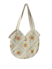 Crochet Handmade Sholder Handbag WomenTravel Knitted Bag / Product of Thailand