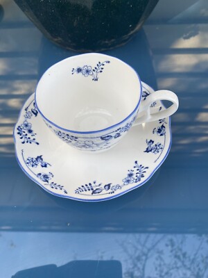 Vintage Noritake Primachina 9422 Fair Wind Tea Cup & Saucer Blue & White Floral