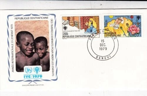 República Centroafricana 1979 Año del Niño Set de 2 FDC Bangui Cancelar En muy buena condición Foto 2 de 2