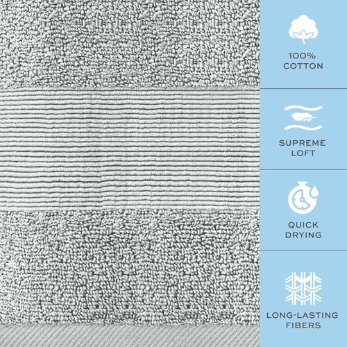 6 Pcs Resort Collection Soft Hand Towels 16x27 in Luxury Plush Cotton Light Gray - Picture 3 of 5