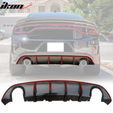 Fits 15-23 Dodge Charger SRT V3 Style Rear Diffuser with Red Reflective Tape