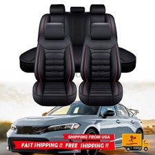 Faux Leather Car 5 Seats Covers Full Set Front Rear Back Cover For Honda Civic