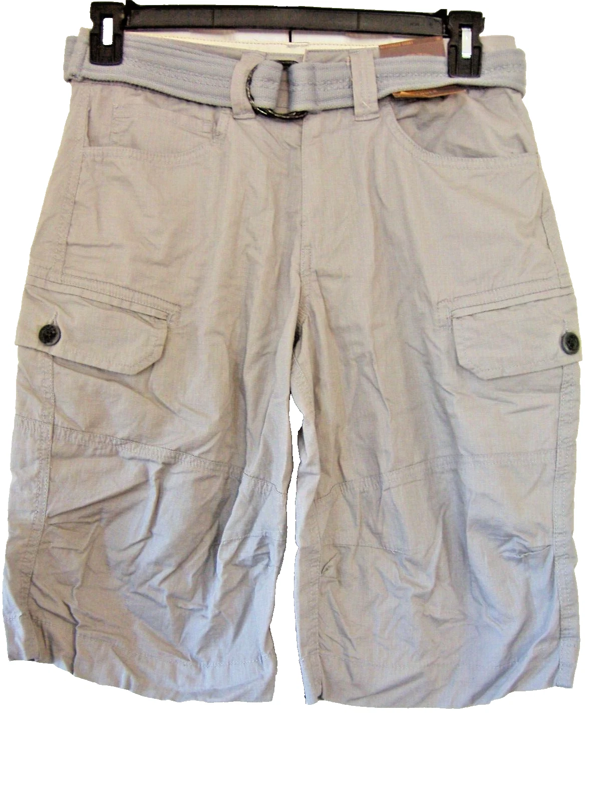 Mens Gray Cargo Shorts Size 30 With Belt Roebuck 882 NEW
