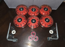 6pcs Red LED Polyurethane Skate Wheels 58x32mm 82A w/ ABEC-9 Bearings w/ extras