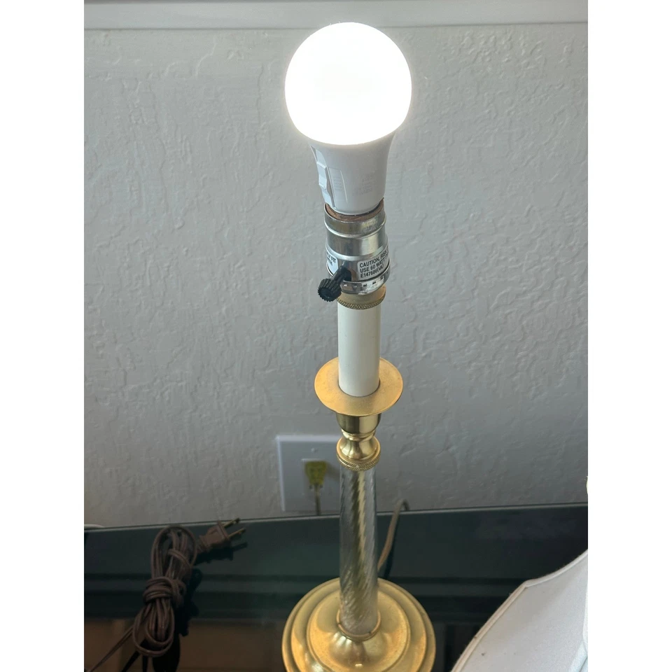 Vintage Laura Ashley Brass Crystal Swirl Table Lamp Art Deco UK Made 17" - Image 2 of 4