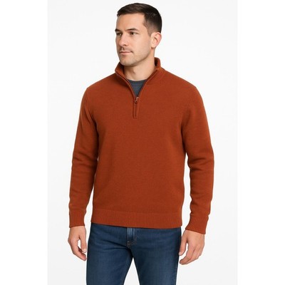 Arrow Sweatshirt Men's Size Medium Rust Contrast Collar Quarter-Zip Cozy Retro