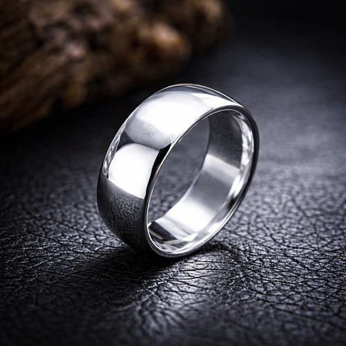Solid 925 Sterling Silver Domed Plain Wedding Band Ring 2mm - 15mm Men & Women