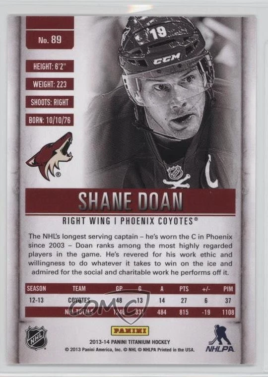 2013-14 Panini Titanium Shane Doan #89 - Image 2 of 2