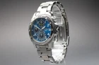 Vintage [Near MINT]  Seiko Chronograph V657-9010 Blue Dial Qz Men's Watch JAPAN