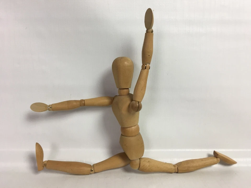 Vintage 12" Wooden Fully Jointed Figure Articulated Artist Model Doll wood - Image 2 of 4