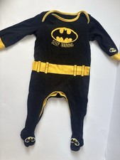 Batman Baby Footed Logo Babygrow One-Piece Black Yellow 9-12 Months