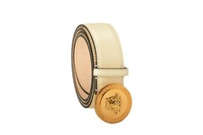 Versace Ecru  Gold 100 Leather Medusa Head Logo Decorated Belt US 28 IT 70
