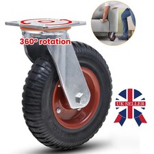 Castor Wheels Large 200mm 250KG Heavy Duty Rubber 360° Swivel Furniture Caster f