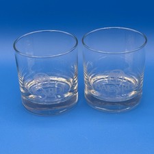 Set of 2 Bacardi Etched Logo Rocks Glasses Old Fashioned Barware