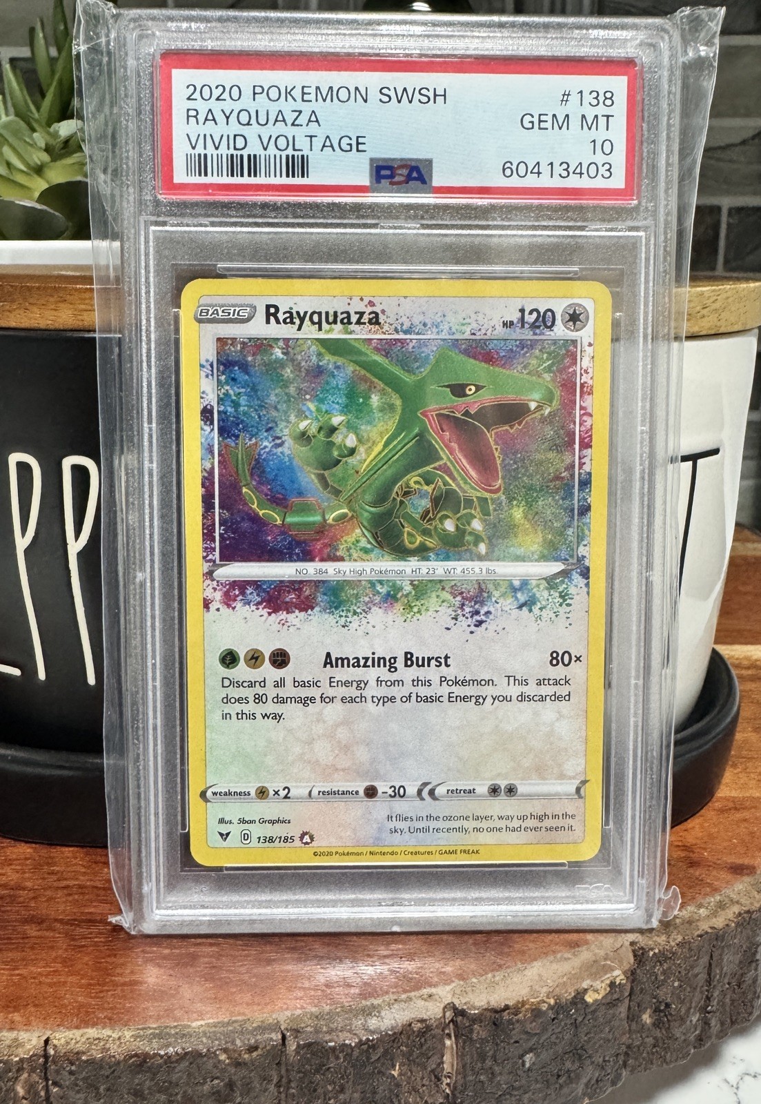 2020 Pokemon SWSH Vivid Voltage Rayquaza #138 Amazing Rare Gem Mint PSA 10