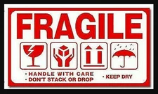 2"x3-1/2" Fragile Keep Dry Don't Stack or Drop Label Peel & Stick (2) RLS 300 EA