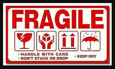 2''x3-1/2'' Fragile Keep Dry Don't Stack or Drop Label Peel & Stick (9) RLS 300 EA