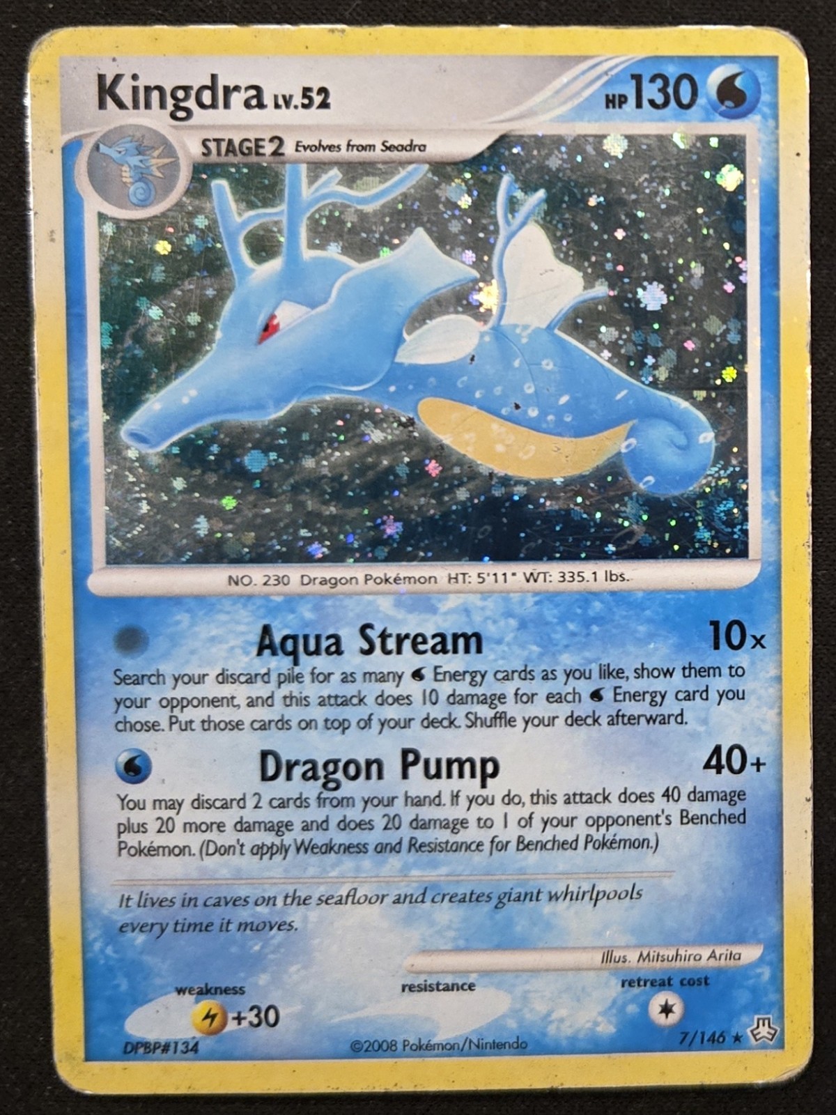 DOUBLE SWIRL Kingdra 7/146 D&P Legends Awakened Cosmos Holo Rare Pokémon 2008 HP