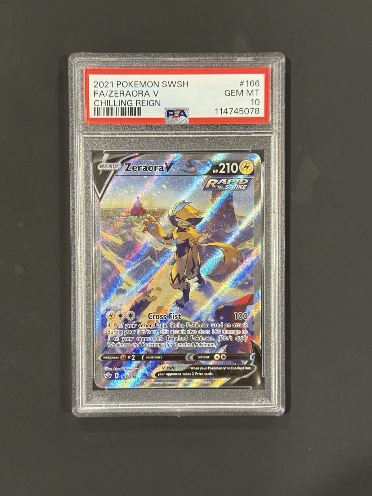 Zeraora V 166/198 Chilling Reign PSA 10 Full Art Ultra Rare Holo Pokemon TCG