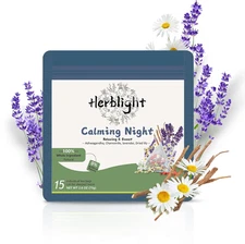 15 Night Calming Time Tea Bags, Sleep Tea for Bedtime Extra Strength with Organi