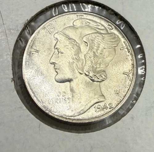 1942-P Unc Mercury Silver Dime 10c Philadelphia Mint - KK658