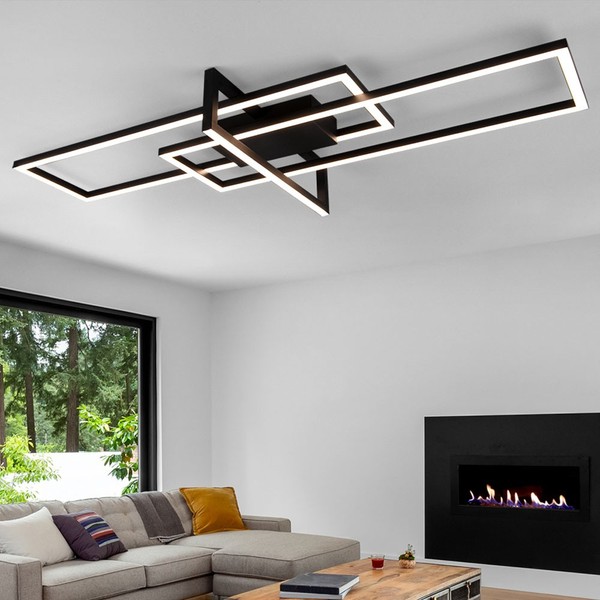 Led Decken Lampe Schwarz Matt Wohn Zimmer Beleuchtung Design Leuchte Dimmbar-image