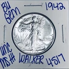 1942 BU UNCIRCULATED WALKING LIBERTY SILVER HALF DOLLAR AUTHENTIC U.S. MINT 4517