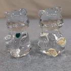 Fenton Glass Two Bears Figurine Emerald Green Heart Treasure Bear Handmade USA