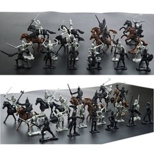 28PCS Medieval Knights Warriors Horses Soldiers Figures Model Playset Kids Toy